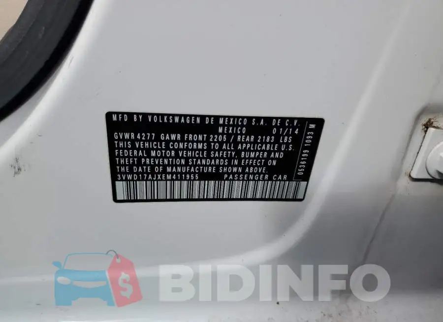 3VWD17AJXEM411955 Photo# 10