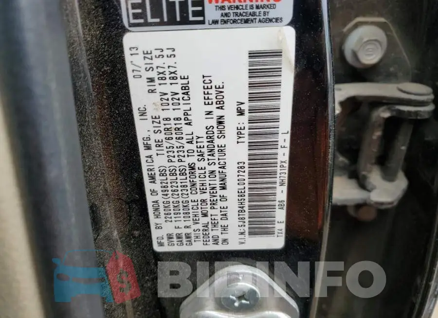 5J8TB4H58EL007283 Photo# 13