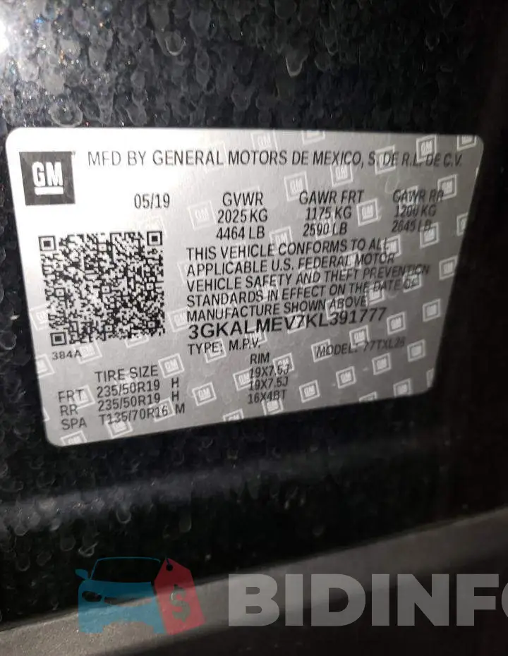 3GKALMEV7KL391777 Photo# 13