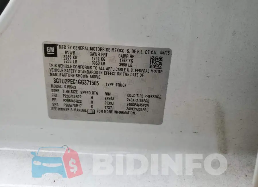 3GTU2PEC1GG371505 Photo# 12