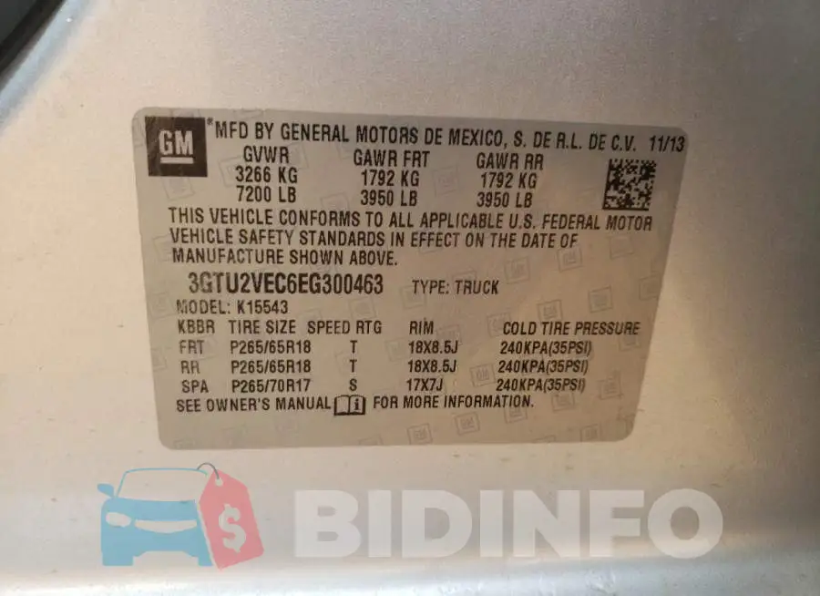 3GTU2VEC6EG300463 Photo# 12