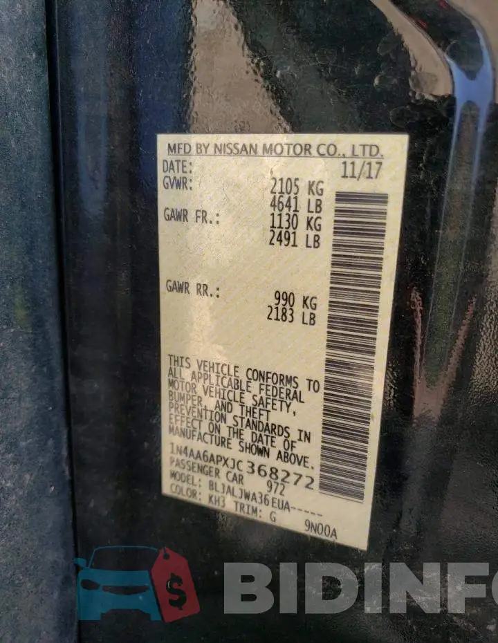 1N4AA6APXJC368272 Photo# 12