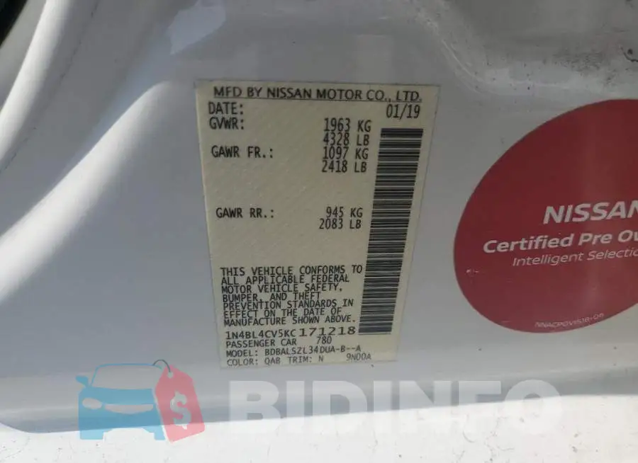 1N4BL4CV5KC171218 Photo# 12