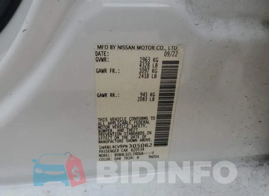 1N4BL4CV9PN305062 Photo# 13