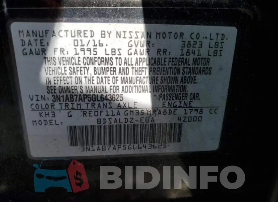 3N1AB7AP5GL643625 Photo# 12