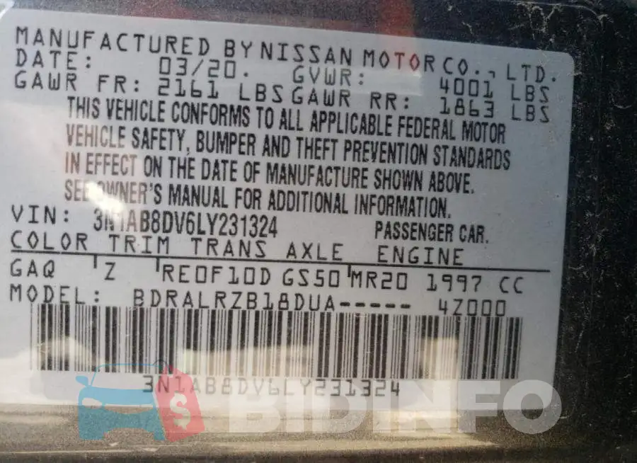 3N1AB8DV6LY231324 Photo# 13