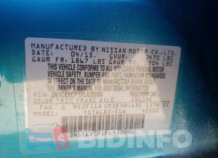 3N1CE2CP1FL430086 Photo# 12