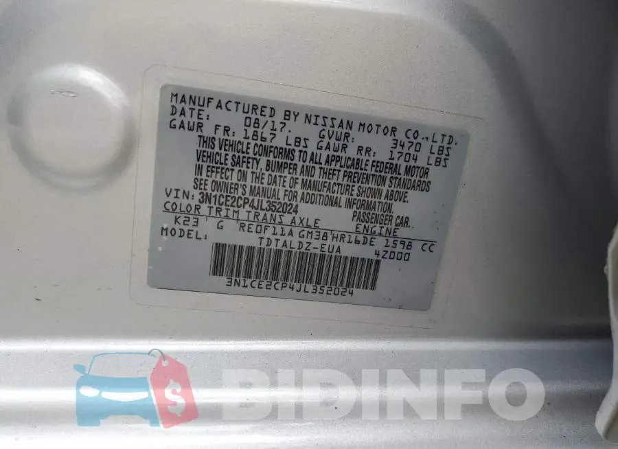 3N1CE2CP4JL352024 Photo# 12