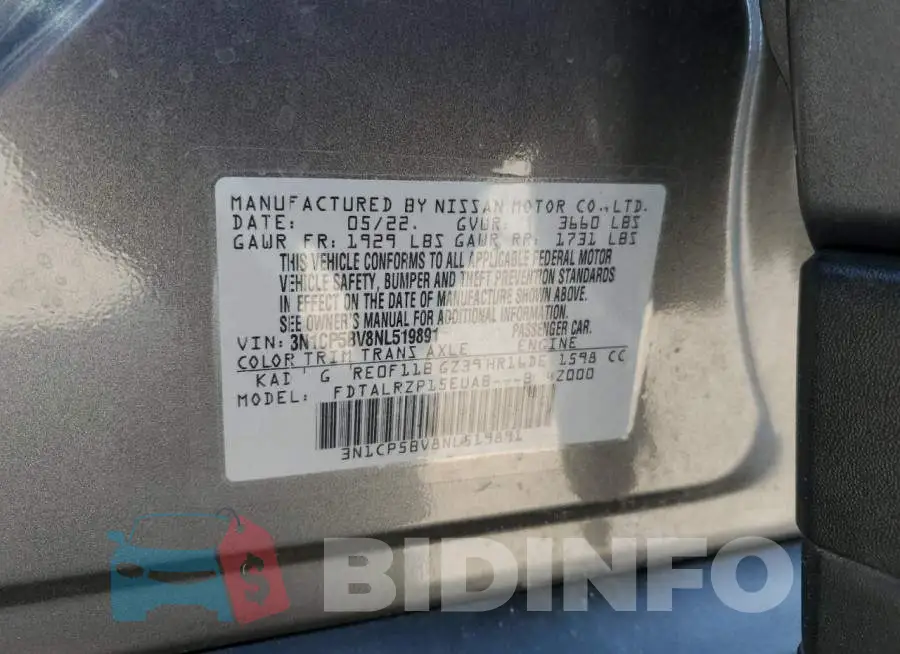 3N1CP5BV8NL519891 Photo# 12