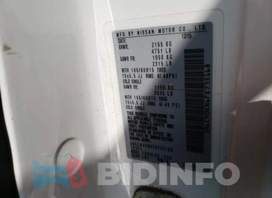 3N6CM0KN6FK735168 Photo# 13
