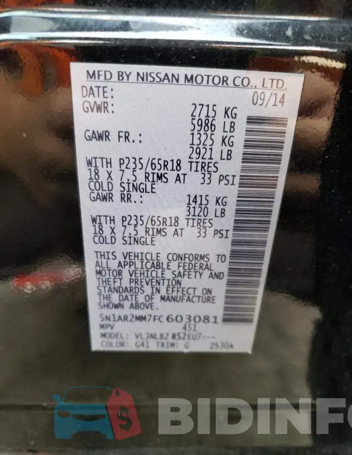 5N1AR2MM7FC603081 Photo# 13