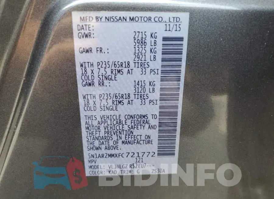5N1AR2MMXFC721772 Photo# 13