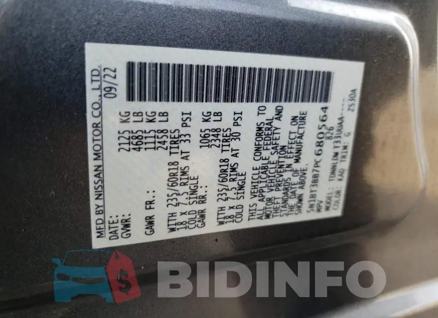 5N1BT3BB7PC680564 Photo# 14