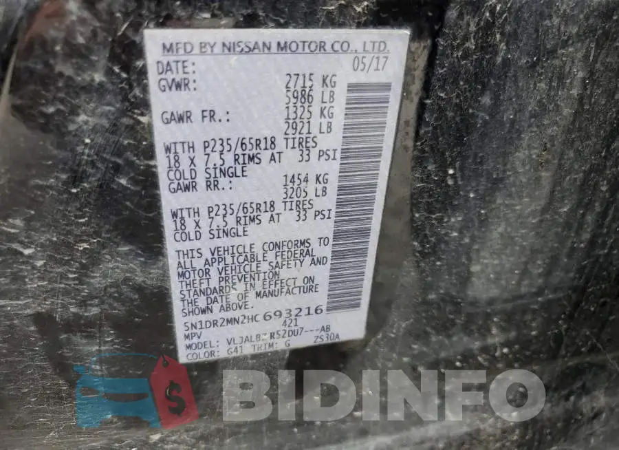 5N1DR2MN2HC693216 Photo# 13