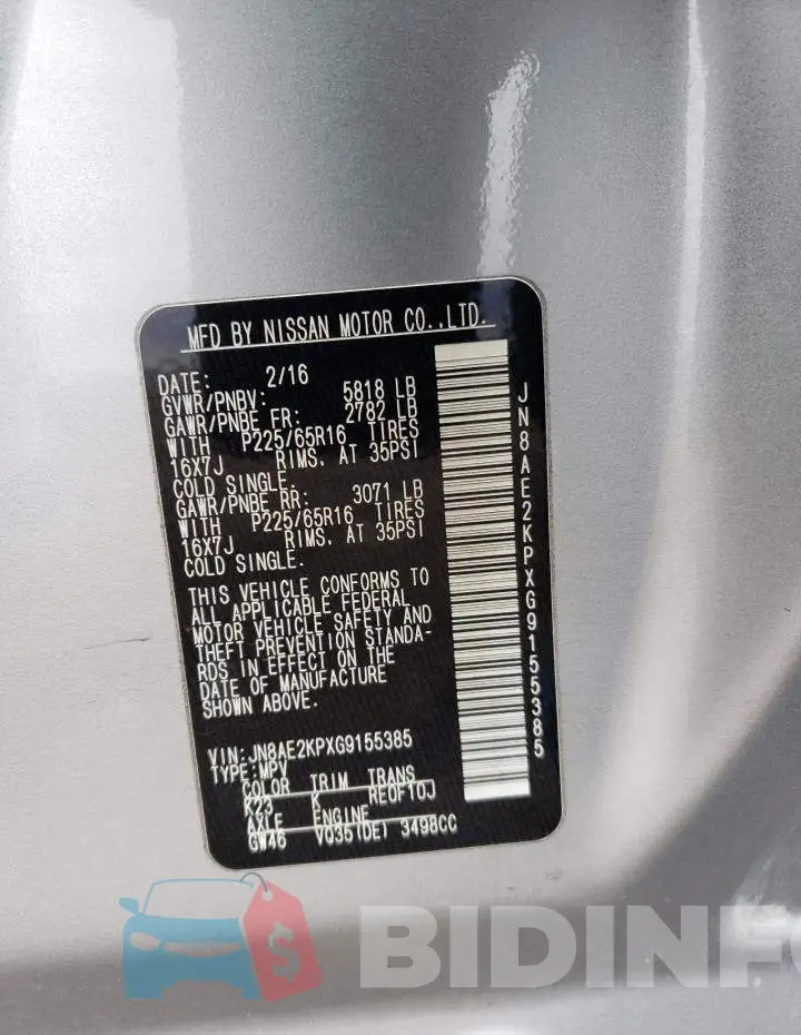 JN8AE2KPXG9155385 Photo# 13