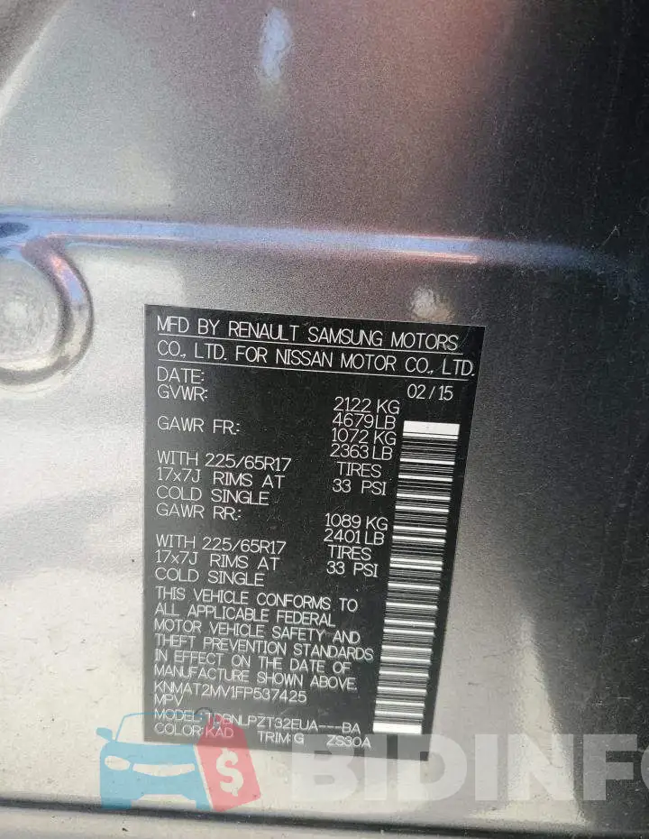 KNMAT2MV1FP537425 Photo# 13
