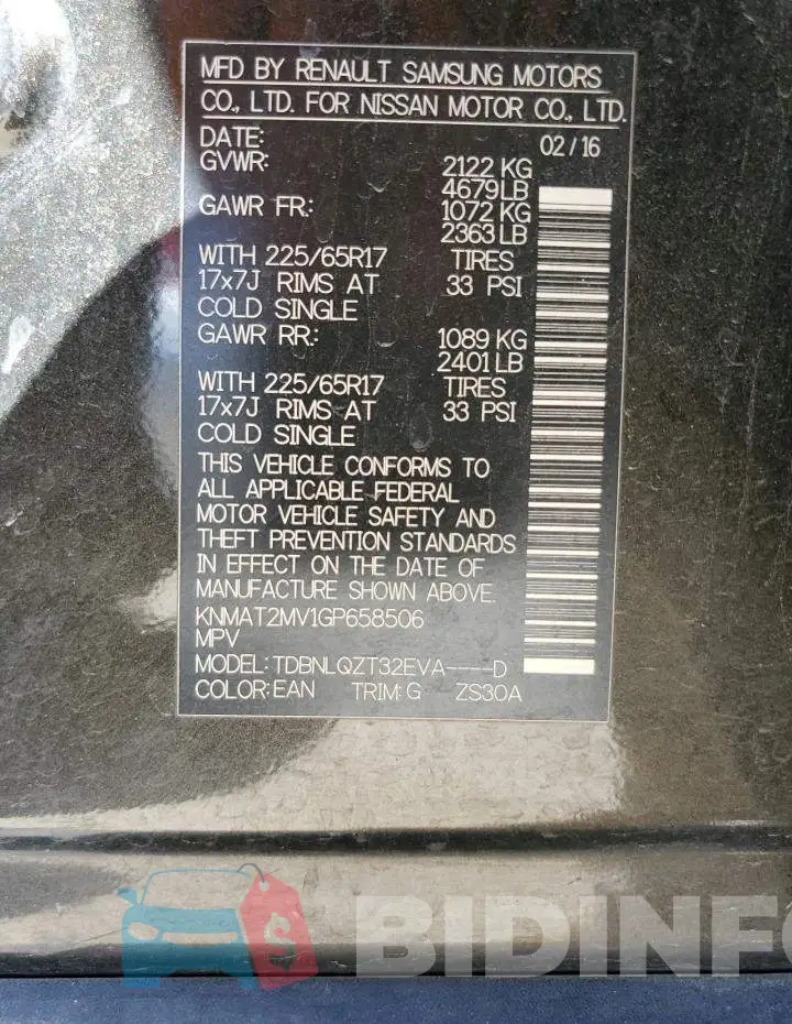 KNMAT2MV1GP658506 Photo# 12