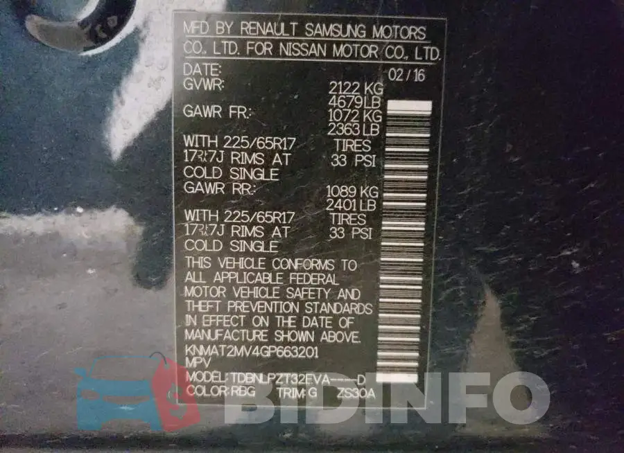 KNMAT2MV4GP663201 Photo# 14