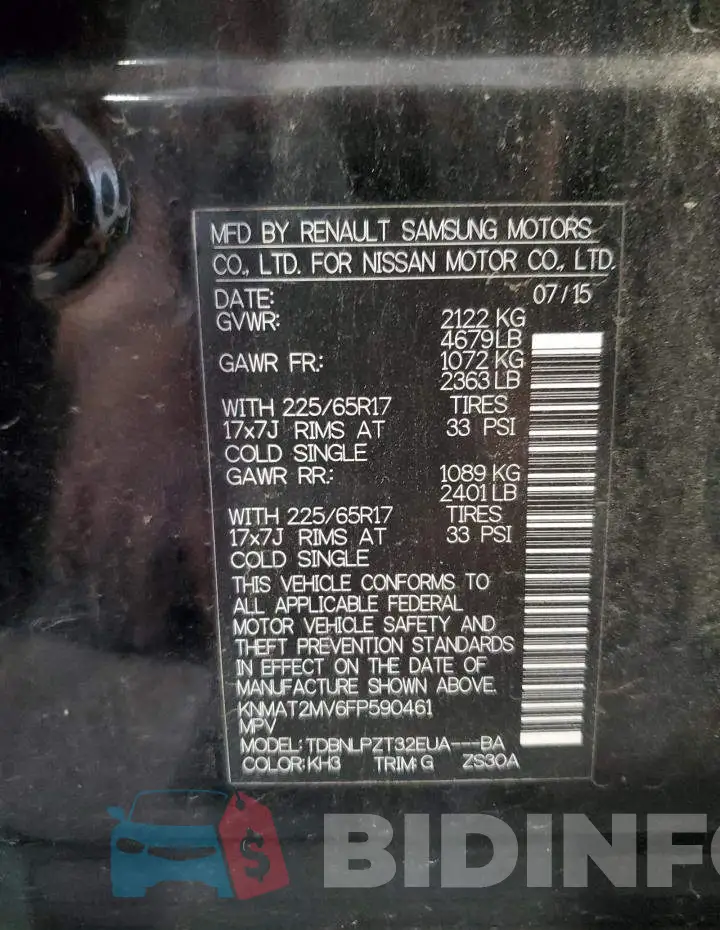 KNMAT2MV6FP590461 Photo# 13
