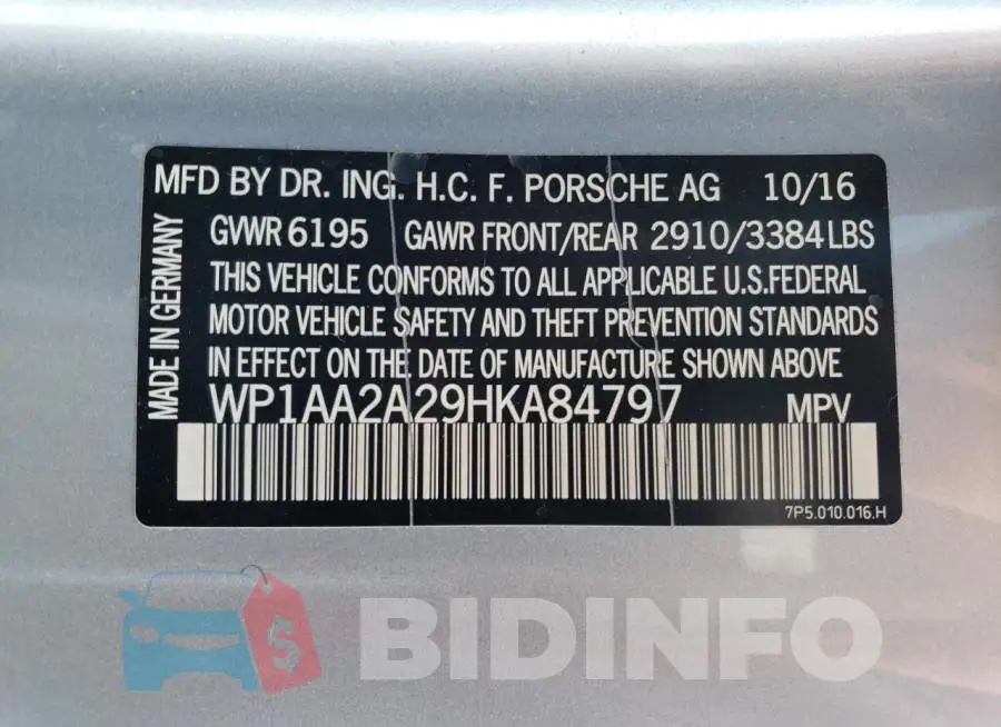WP1AA2A29HKA84797 Photo# 13