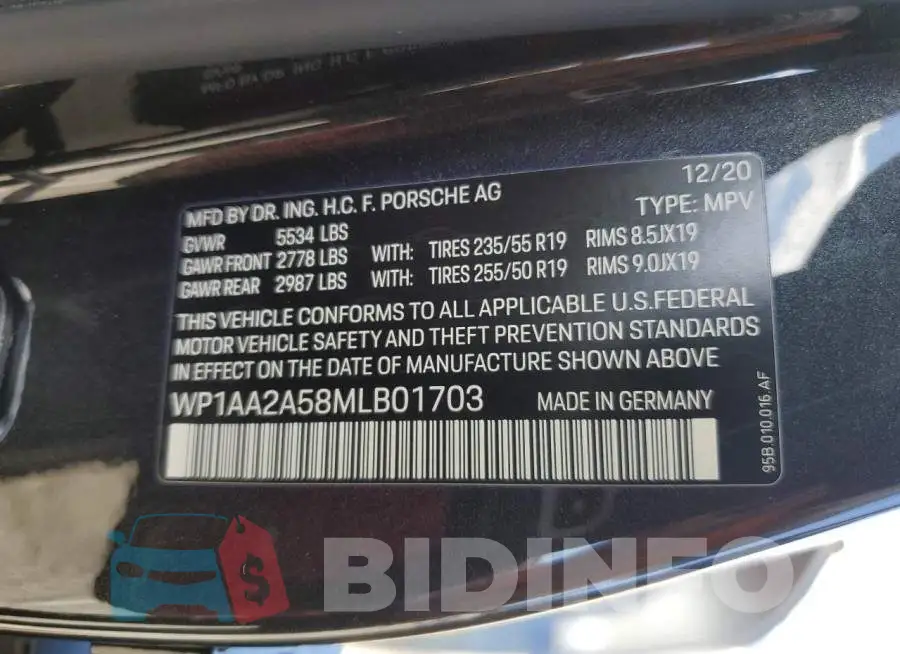 WP1AA2A58MLB01703 Photo# 12