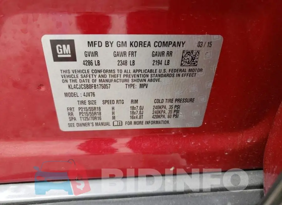 KL4CJCSB0FB175057 Photo# 13