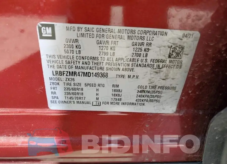 LRBFZMR47MD149368 Photo# 13