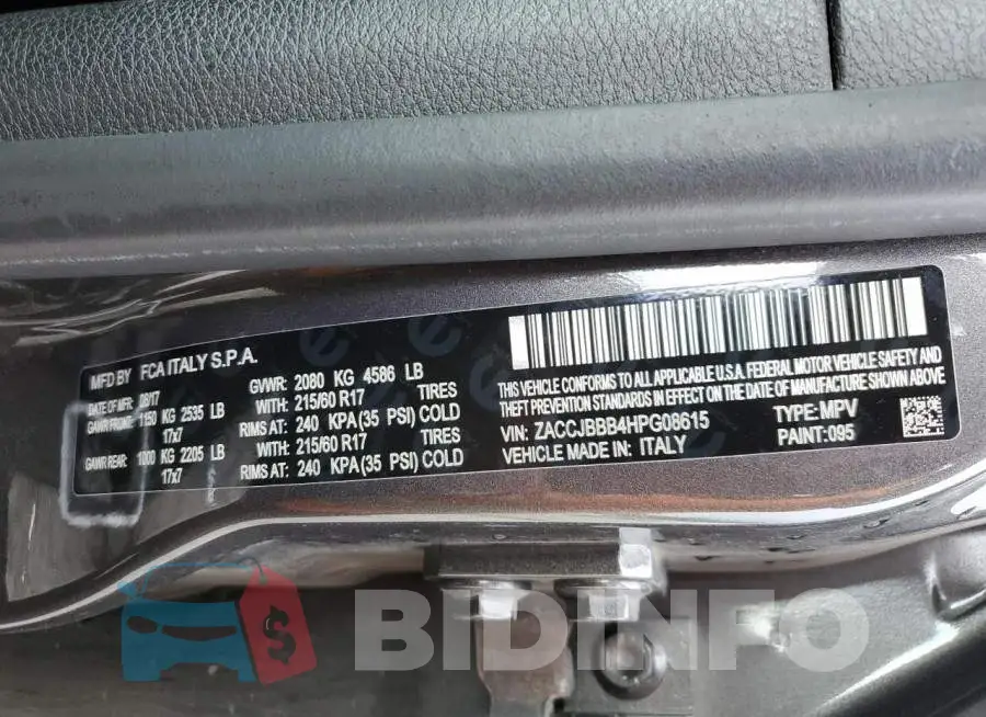 ZACCJBBB4HPG08615 Photo# 13