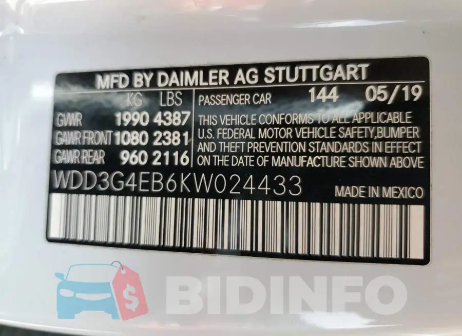 WDD3G4EB6KW024433 Photo# 12