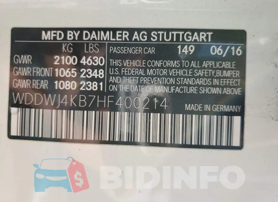 WDDWJ4KB7HF400214 Photo# 12