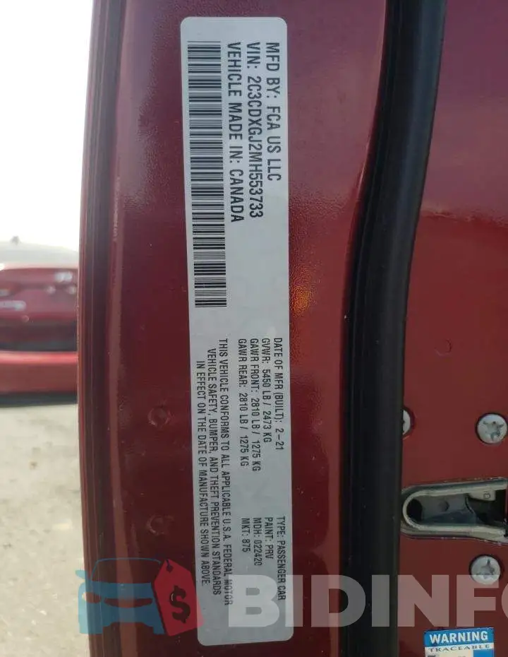 2C3CDXGJ2MH553733 Photo# 12