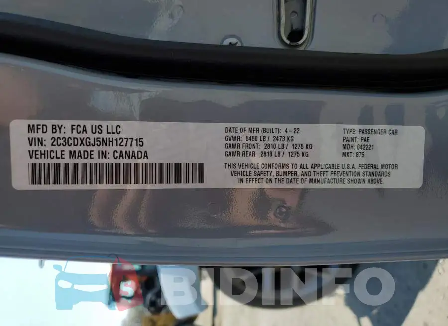 2C3CDXGJ5NH127715 Photo# 12