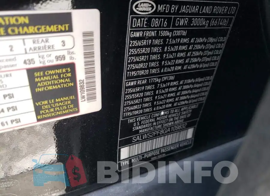 SALWS2PF8GA109832 Photo# 13