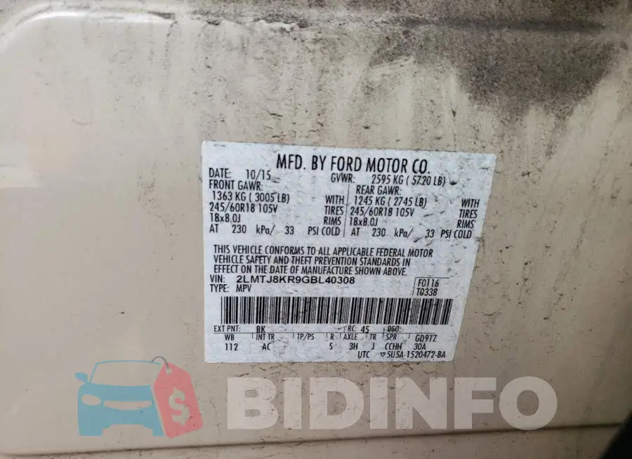 2LMTJ8KR9GBL40308 Photo# 13