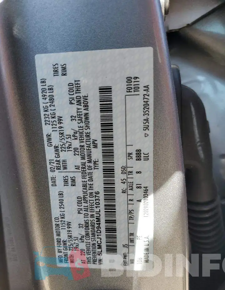 5LMCJ1D94MUL10376 Photo# 13