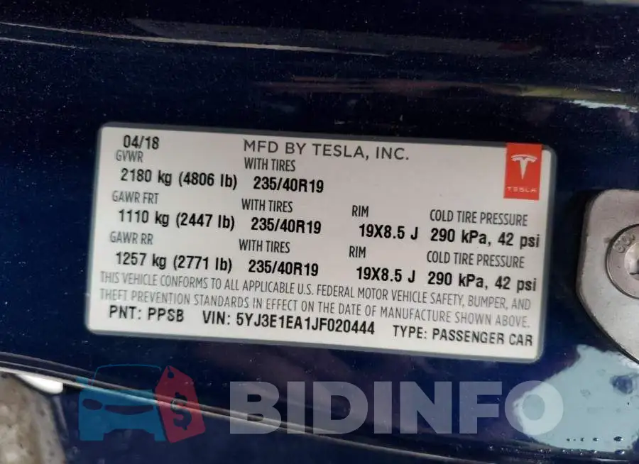5YJ3E1EA1JF020444 Photo# 13