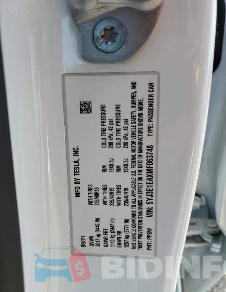 5YJ3E1EAXMF063748 Photo# 12