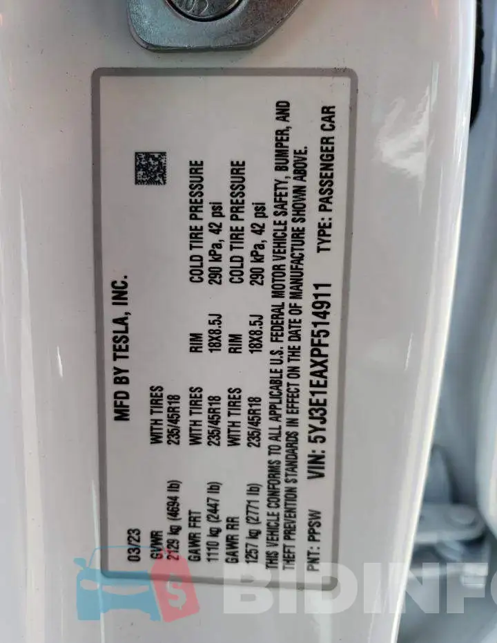 5YJ3E1EAXPF514911 Photo# 13