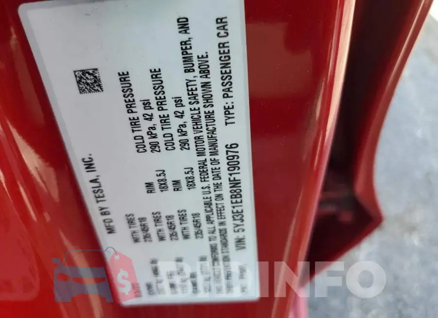 5YJ3E1EB8NF190976 Photo# 13