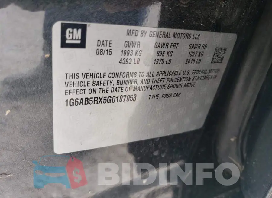 1G6AB5RX5G0107053 Photo# 13