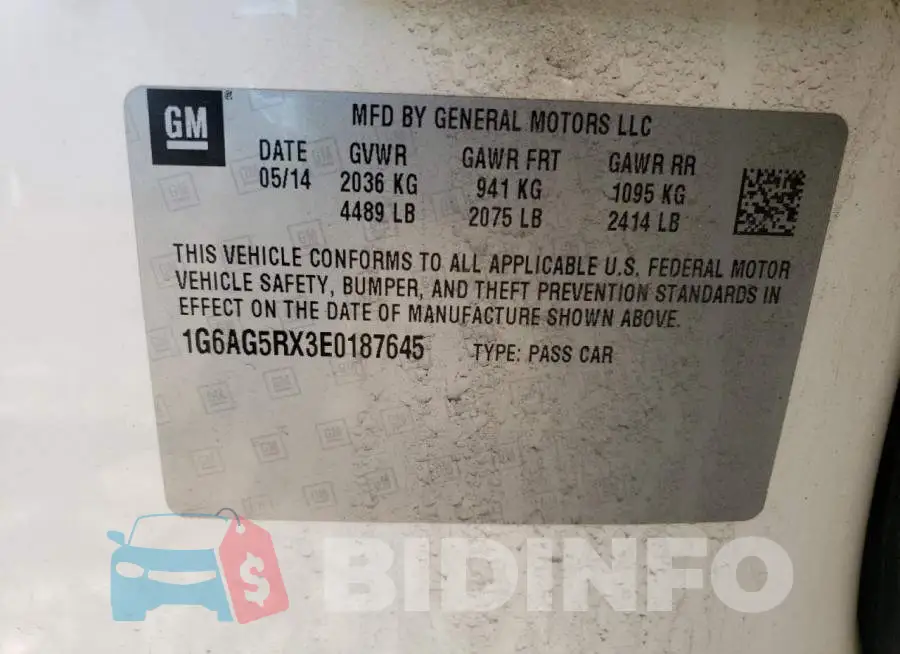 1G6AG5RX3E0187645 Photo# 12