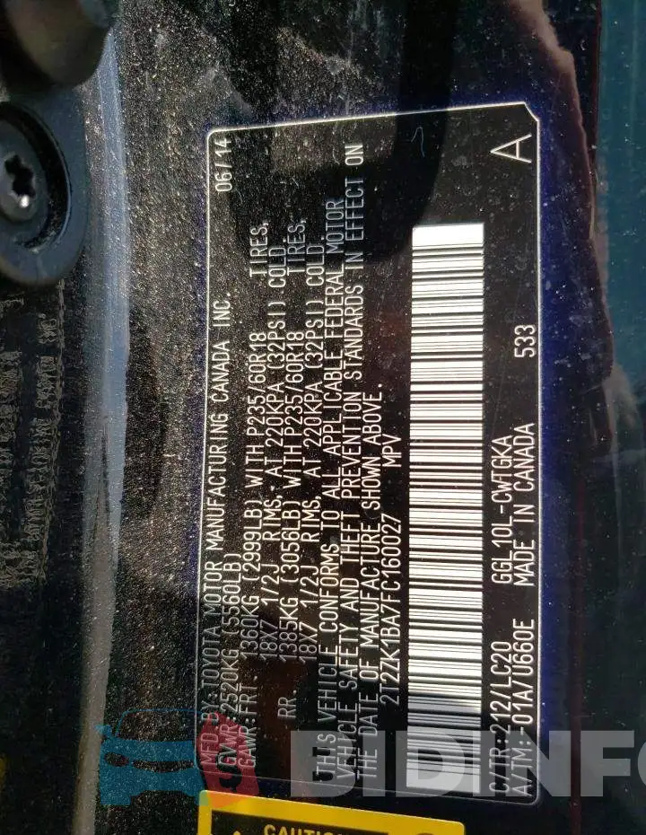 2T2ZK1BA7FC160027 Photo# 14
