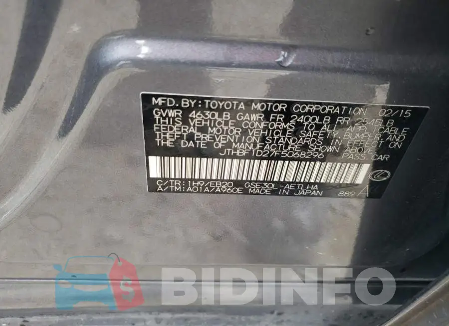 JTHBF1D27F5068296 Photo# 12