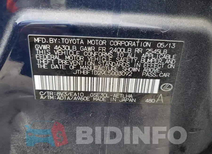 JTHBF1D29E5003092 Photo# 12