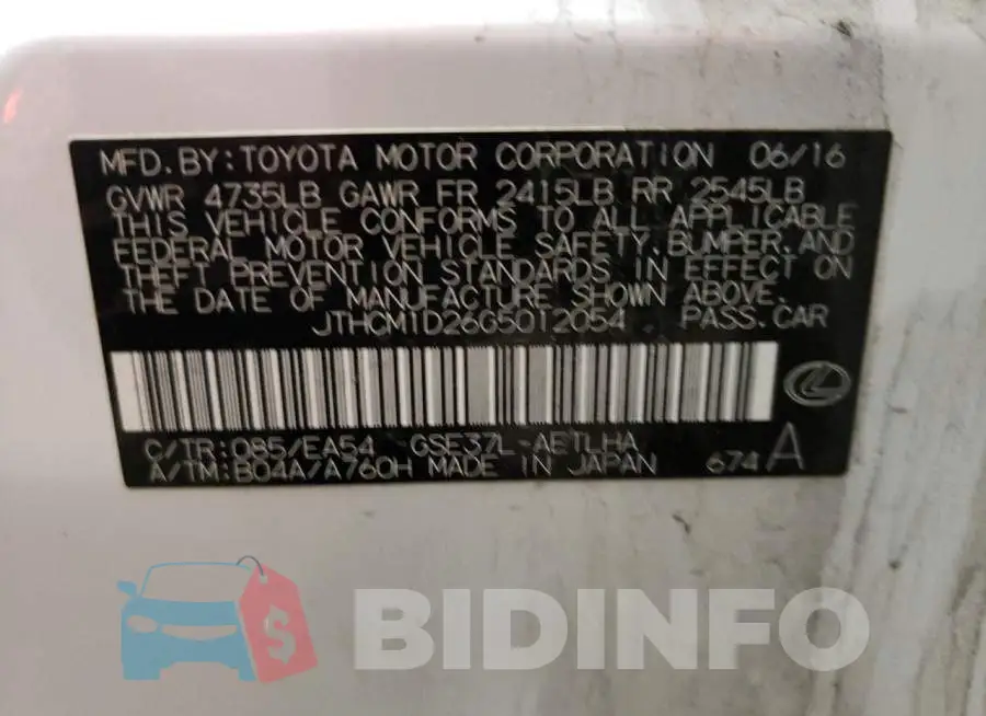 JTHCM1D26G5012054 Photo# 12