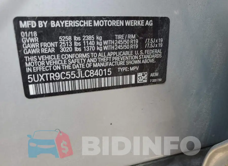 5UXTR9C55JLC84015 Photo# 13