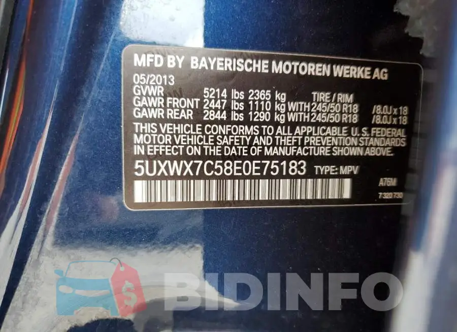 5UXWX7C58E0E75183 Photo# 12