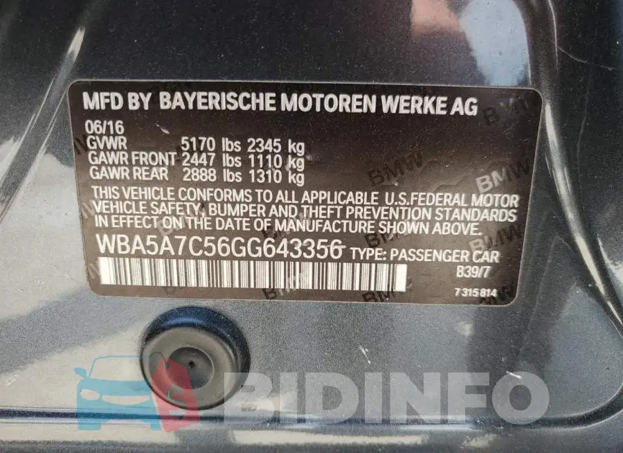 WBA5A7C56GG643356 Photo# 13