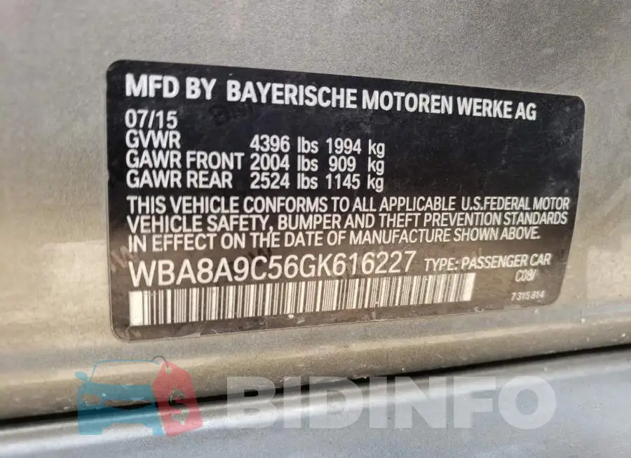 WBA8A9C56GK616227 Photo# 12