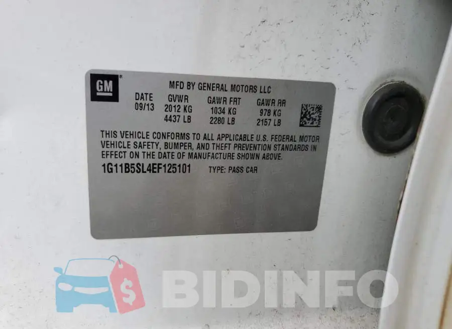 1G11B5SL4EF125101 Photo# 12